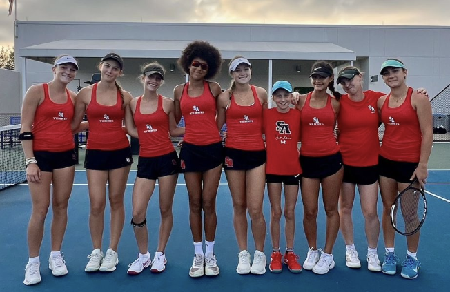 Stella Pollock with her Saint Andrew's varsity tennis team